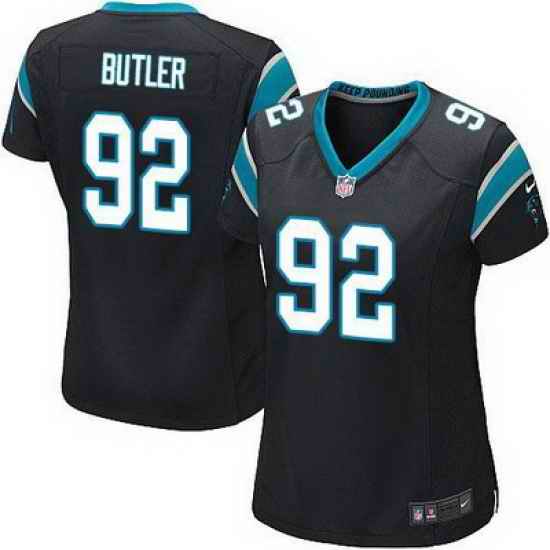 Nike Panthers #92 Vernon Butler Black Team Color Womens Stitched NFL Elite Jersey